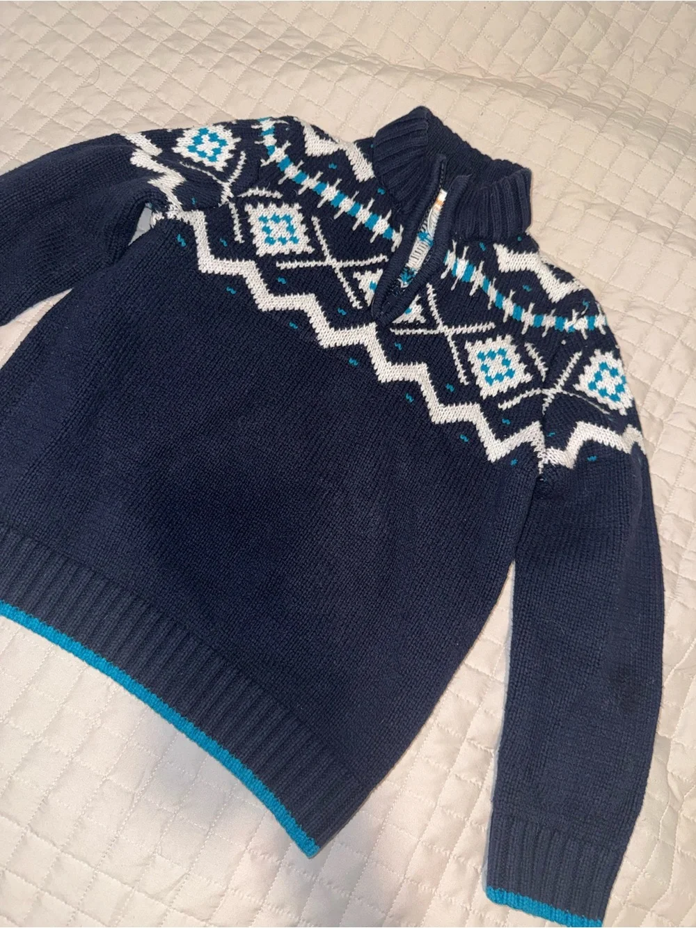 Kids  Navy Nordic Half-Zip Sweater